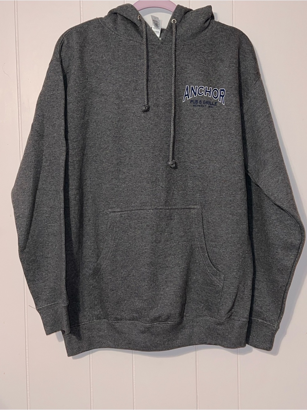 Anchor Pub and Grille Logo Charcoal Gray Pullover Hoodie Unisex size Medium
